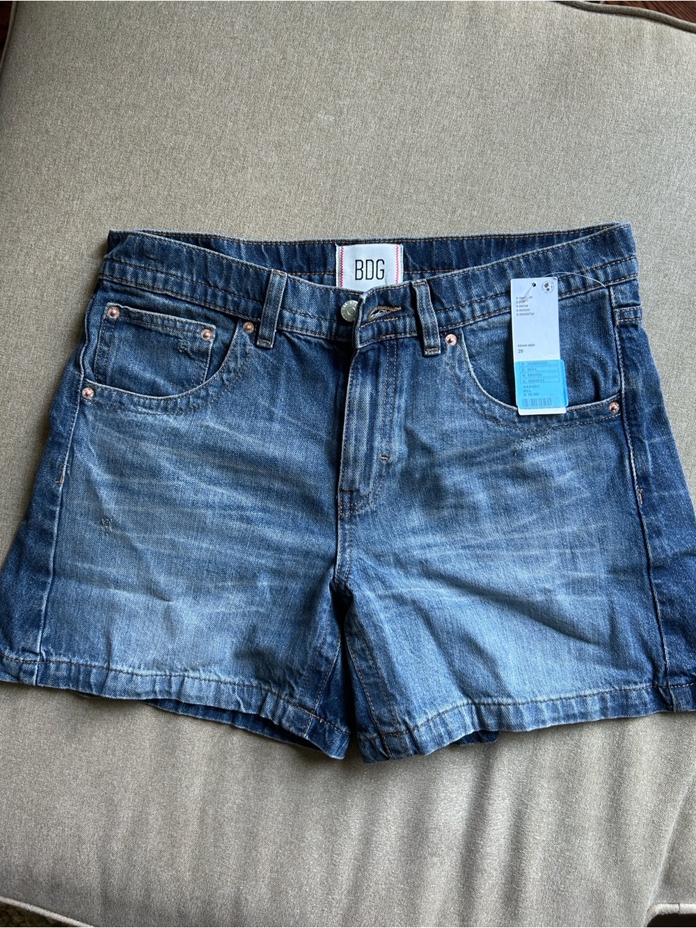 BDG Washed Blue High-Rise Denim Shorts